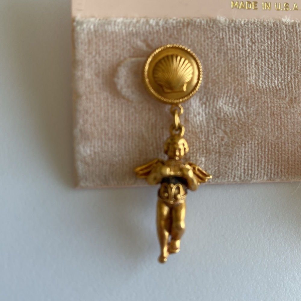 NWT Kirks Folly Angels Gold Tone Earrings - Picture 4 of 8